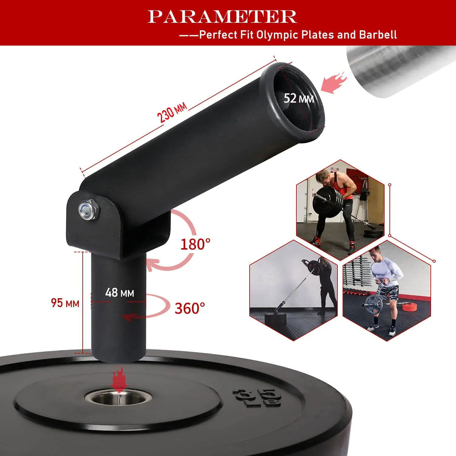 T- Bar Row Plate Post  Workout Platform Insert Landmines Attachment Set 2 Inch Barbell Home Gym Fitness Weightlifting Equipment