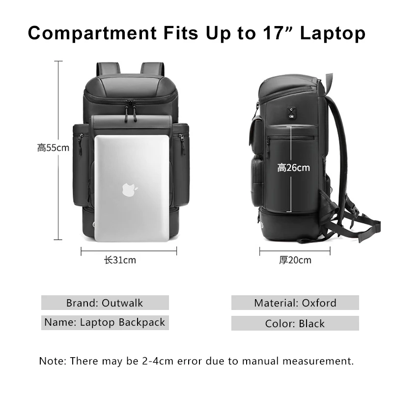 Imagem -02 - Mochila de Grande Capacidade para Homens e Mulheres Bolsa para Laptop Mochilas de Negócios Viagem Esportiva Mochila Escolar Exterior com Compartimento de Sapato