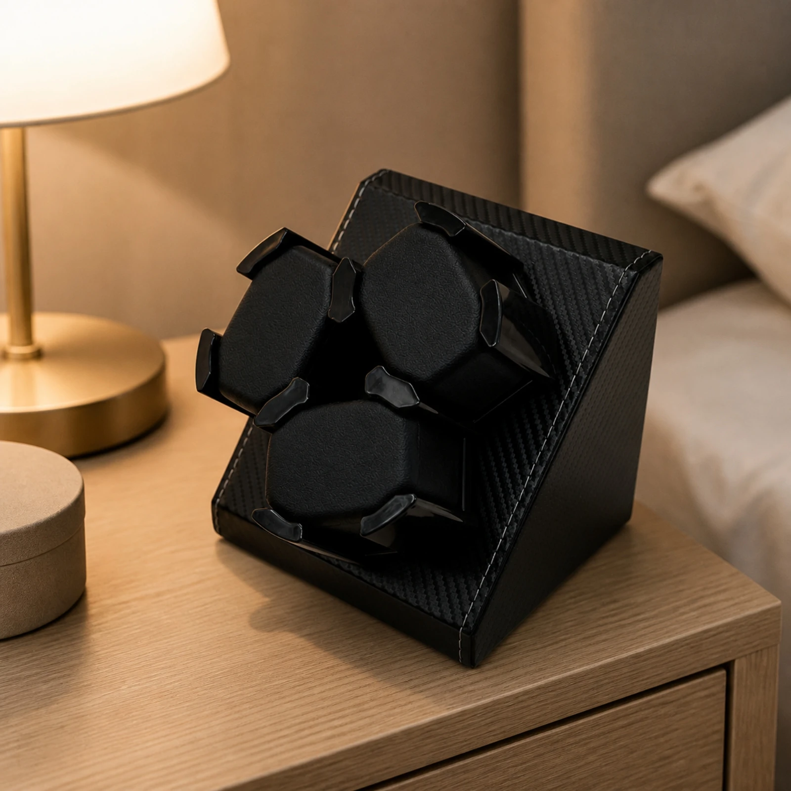 Three-Slot Automatic Watch Winder Two-Mode Rotation Program Mechanical Watch Winder with Padded Holders Compact