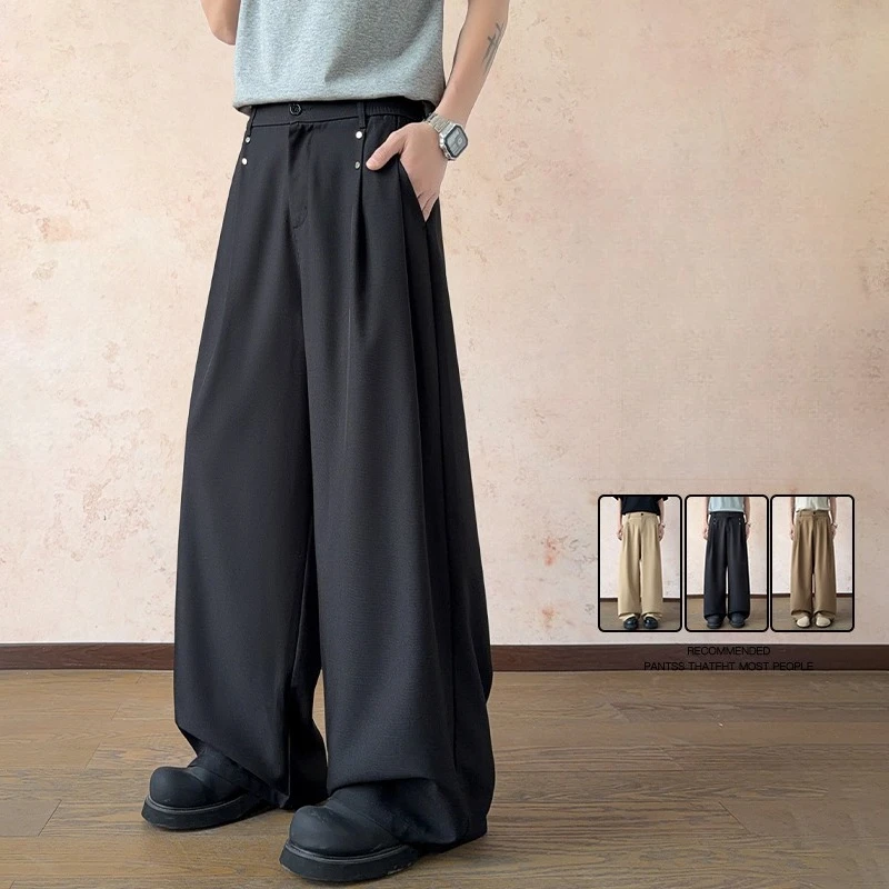 Luxury Draped Suit Pants Men Autumn Fashion Solid Dress Pants Loose Straight Casual Formal Pants Man Office Formal Trousers Male