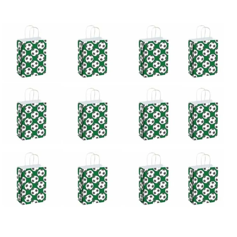 

12 PCS Printed Gift Bags for Soccer Events Portable Large Capacity Football Themed Favor Bags 12Pcs/Set Lightweight