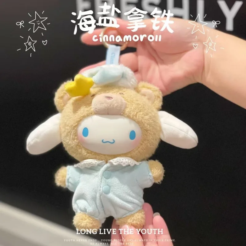 New Hot Sanrio Character Latte Baby Vinyl Doll Pendant Cinnamoroll Kuromi Hellokitty Plush Keychin  Melody Action Figure Gifts ﻿