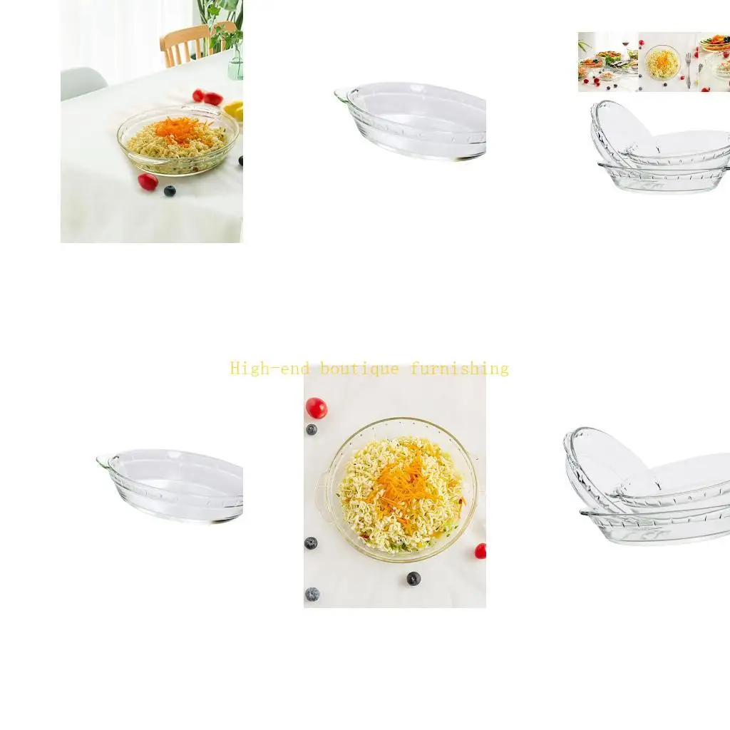 L9NB Borosilicate Glass Serving Tray Elegant Transparent Storage Bowl With Handle For Hot And Cold Foods