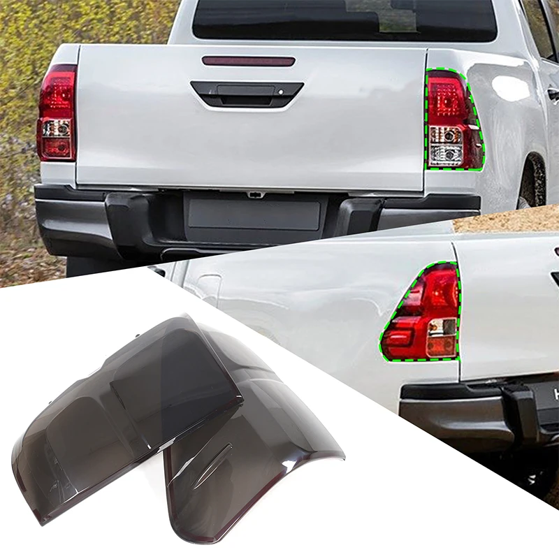 Car Taillight Cover Fit For Toyota Hilux 2015-2019 Smoked Tail Light Shell Trim Cover Rear Tail Lamp Protection Trim Accessories