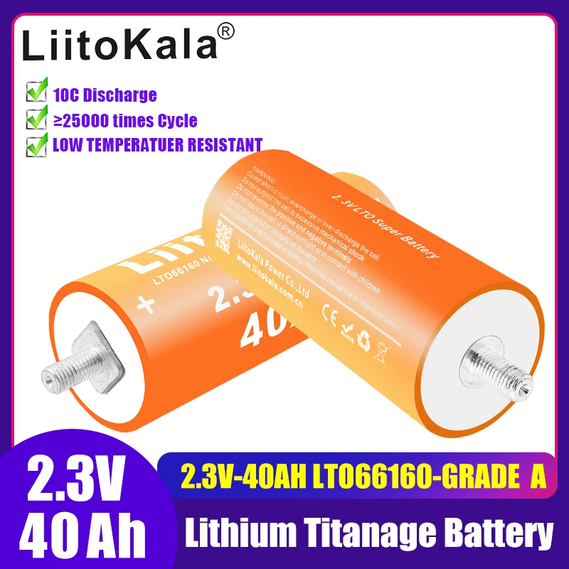 1-6 pièces LiitoKala 2.3v 40ah 66160 Lithium titane lto batterie 10c bricolage 12V 24V 48V bateau électrique haut-parleur solaire batterie d'alimentation de voiture