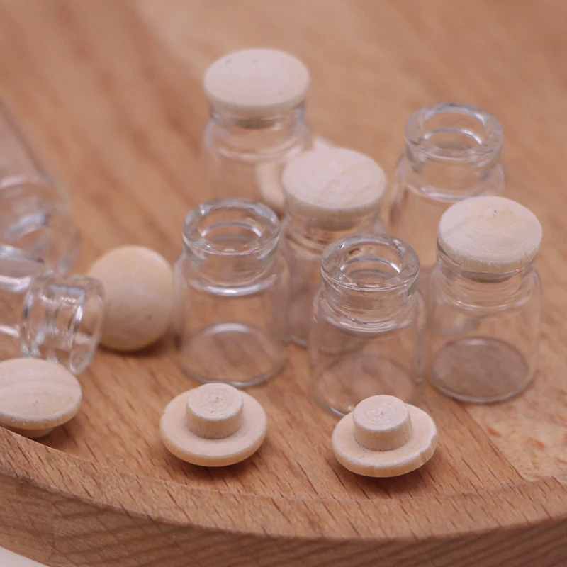 4 Stücke 1:12 Puppenhaus Miniatur Glasgefäße Modell Süßigkeiten Gläser Vorratsgläser mit Holzdeckel Ornament Lebensmittel Spielzeug Zubehör