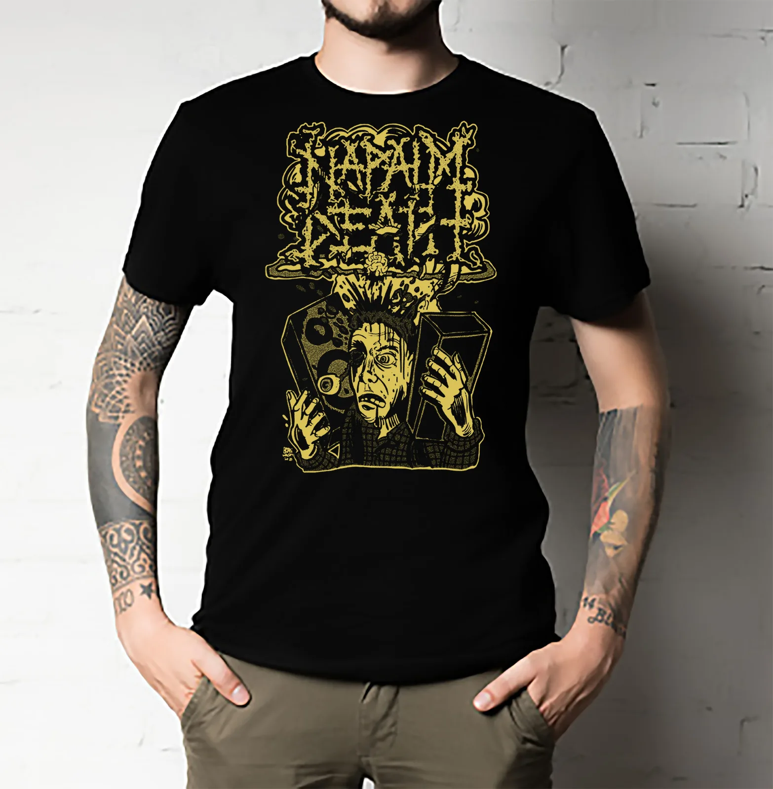 

Napalm Death T-shirt By Brian Walsby Cotton Unisex Golden Tee ALL SIZE