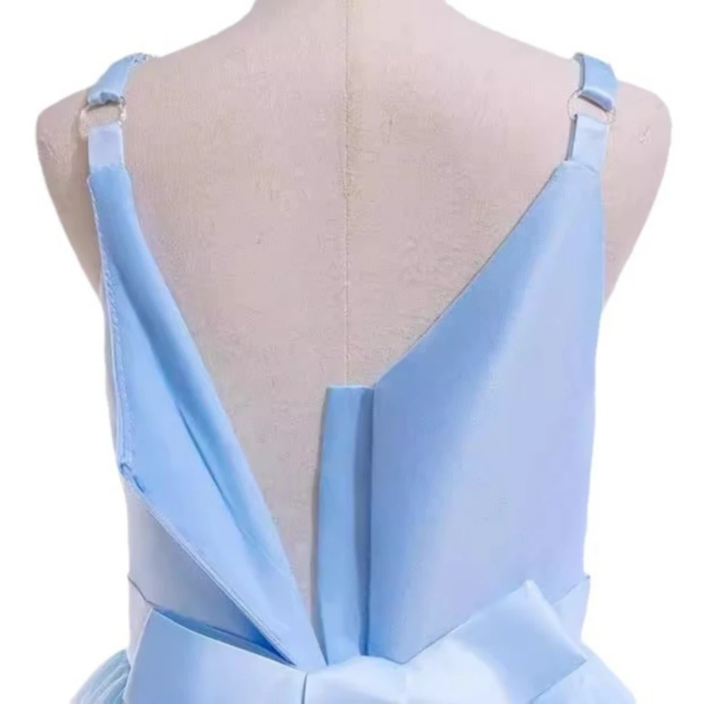 Elegante vestido de princesa con tirantes finos y cuello en V, largo para actuación de baile, vestidos bonitos de flores para niñas, para boda, cumpleaños, graduación