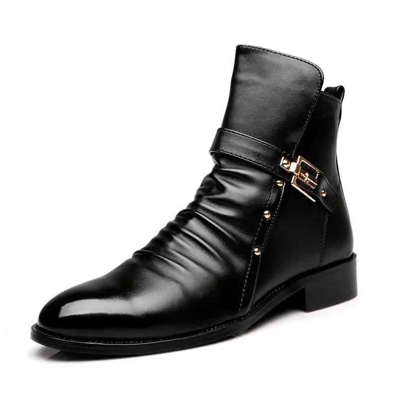 High Quality Business Casual Shoes Luxury Men's Chelsea Boots Fashion Pointed Toe Men's Boots Retro Leather Men Motorcycle Boots