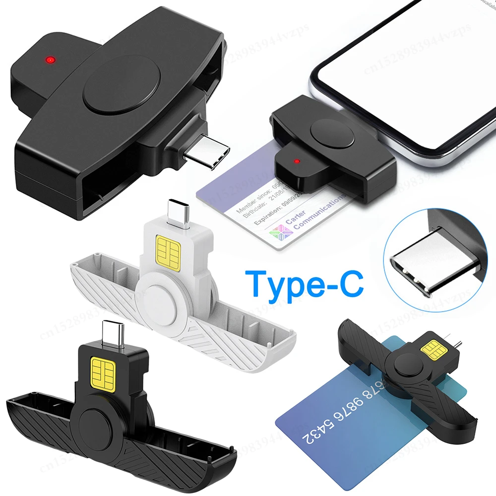 CAC Card Reader Adapter Portable Card USB Type C Card External Reader Bank Tax Declaration Support for Windows /Mac/Android OS