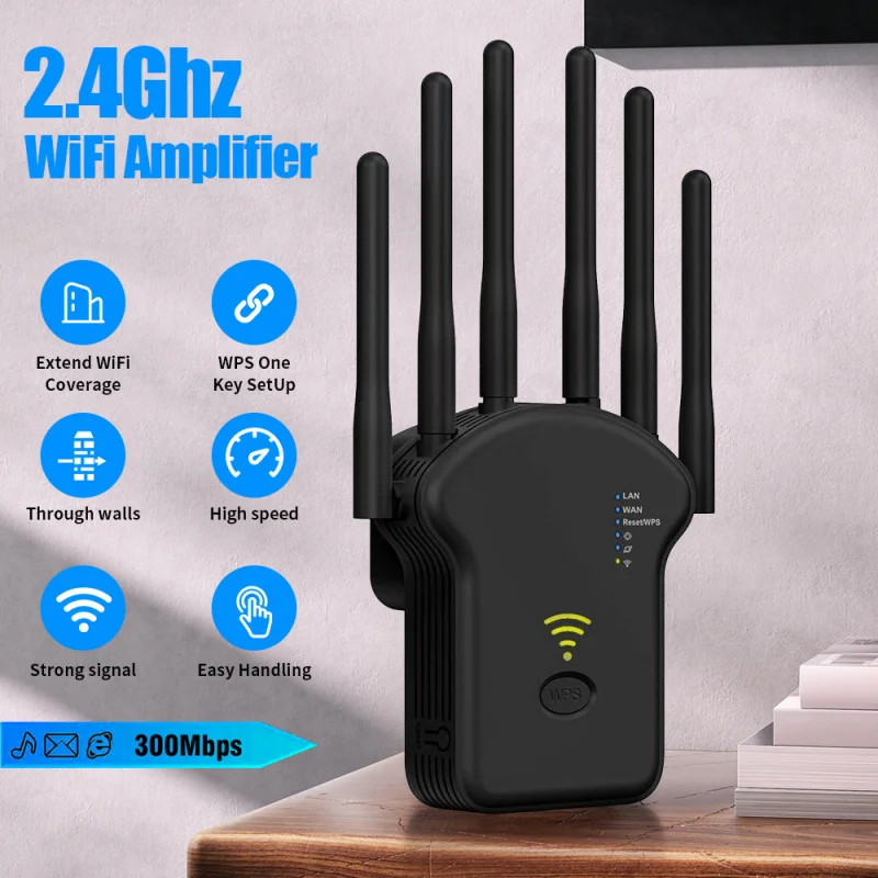 

WiFi Extender 300Mbps WiFi Repeater Signal Booster 2.4GHz Wireless Internet Amplifier with Ethernet Port for Home Office