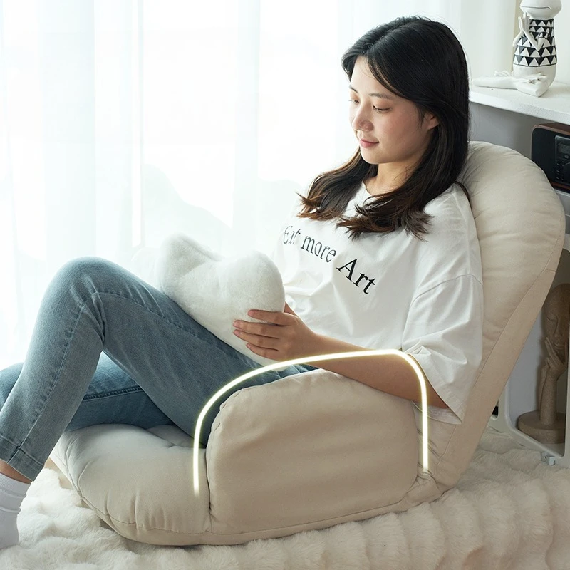 Japanese Sofa with Armrest Tatami Lounge Chair Floor Seat with Back Support Multi angle adjustment recliner chair for Bay Window