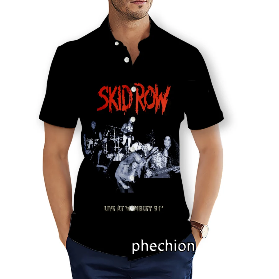 phechion Mens Short Sleeve Beach Shirts Skid Row 3D Print Casual Shirts Fashion Streetwear Men Tops X257