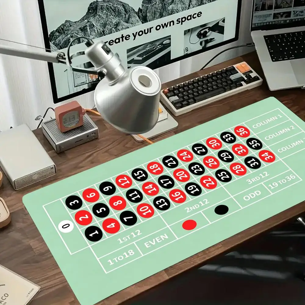 Pure white line art roulette chip layout Mouse pads minimalist sketch casino game keyboard mat for gaming