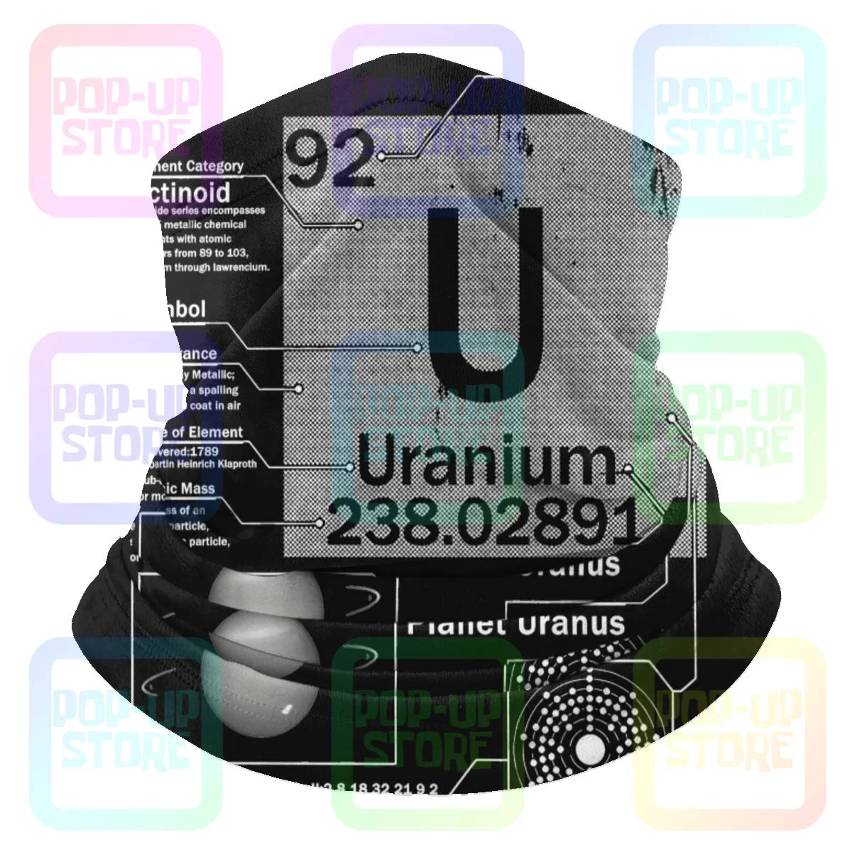 Uranium química ciência tabela periódica microfibra pescoço gaiter bandana cachecol esportes ciclismo montanhismo