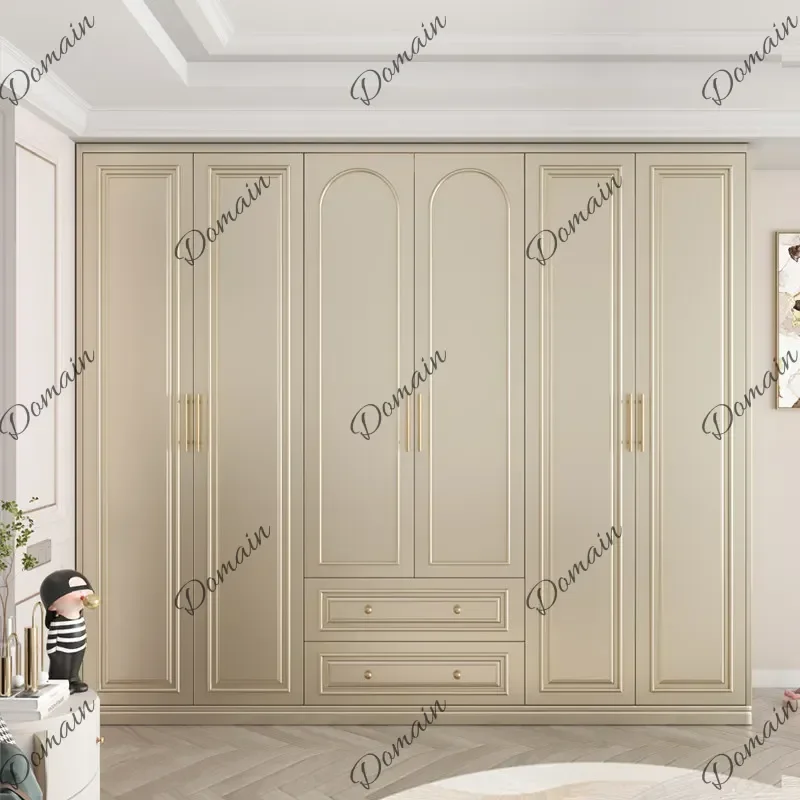 BzP  French cream style solid wood wardrobe modern light closet luxury bedroom home storage locker large wardrobes clothes close