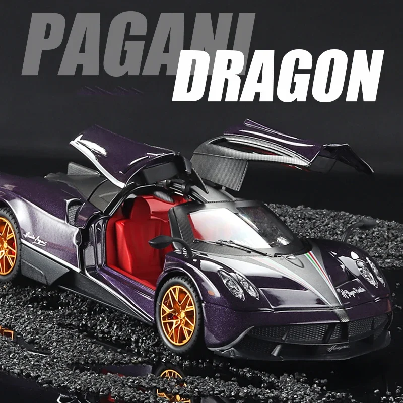 

Масштаб 1/24, Pagani Huayra Dinastia, спортивный автомобиль, модель автомобиля из сплава, Модифицированная литая Игрушечная машина, имитация звука и света, игрушки для детей