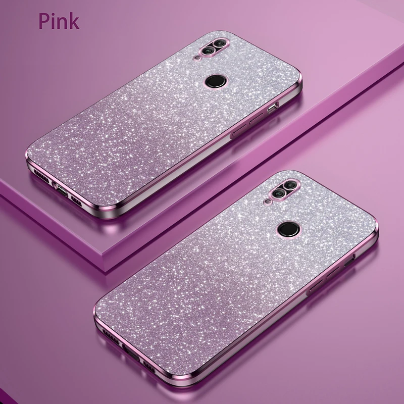 For Honor 8X Case Honor 8X Phone Case JSN-TL00 JSN-L21 Luxury Gradient Glitter Plating Silicone Back Cover Funda