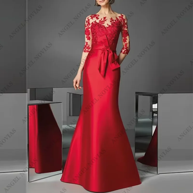 Customized Long Mermaid Red Mother of the Bride Dress Wedding Guest Dresses vestido madre del novio largo y elegante