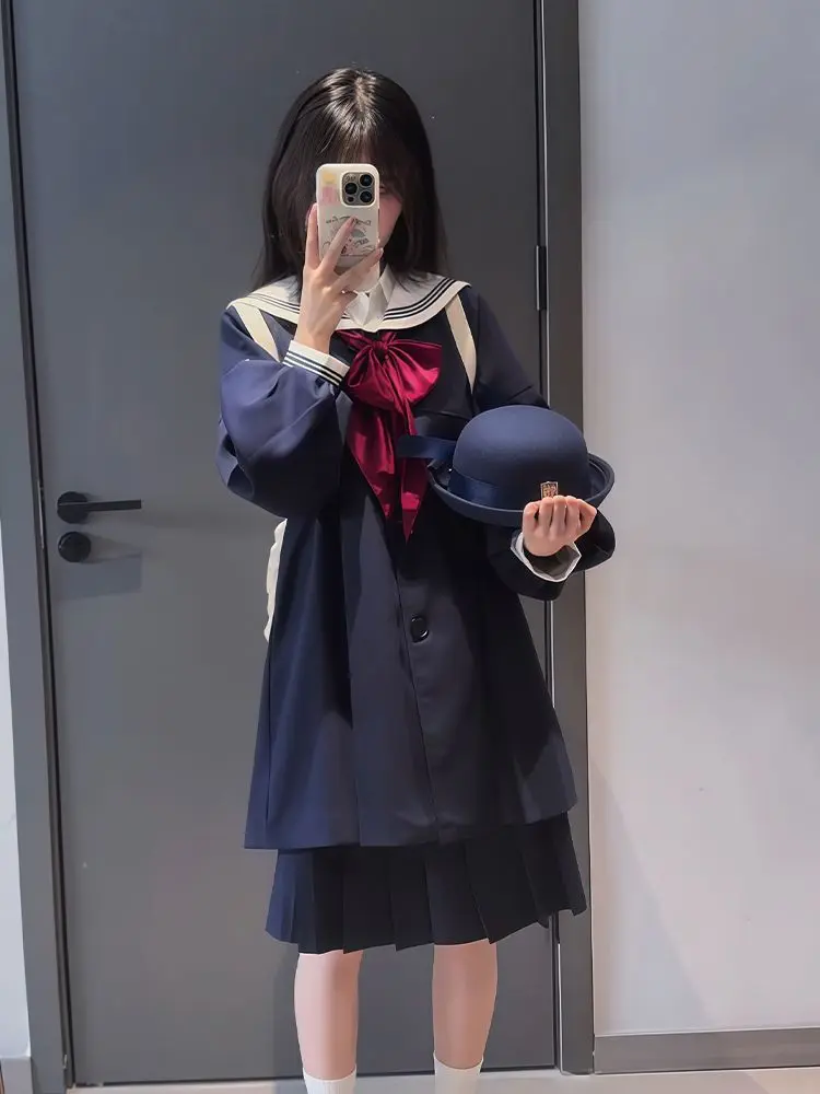 

Japan Jk Sailor Dress College Japanese Cute Bow Navy 2026 Class Uniform For Women New