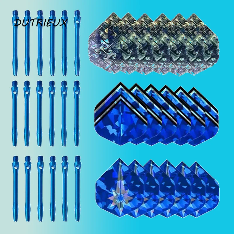 45mm Aluminum Dart Shafts and Blue Dart Tail Accessories Set 3D Laser Exquisite Dart Leaf