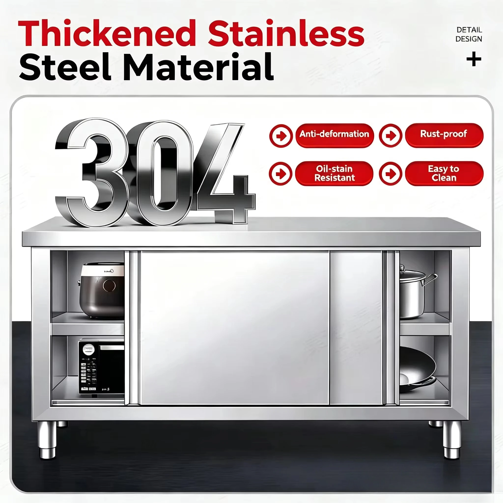 & 304 Stainless Steel Welded K - Commercial Kitchen Prep Table With Storage recension och pris