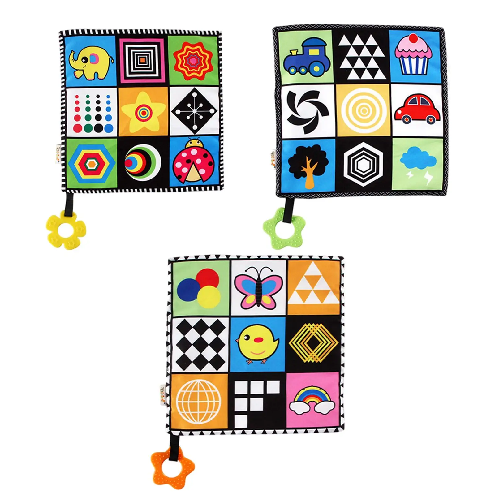

4x Soothing Towel with Sensory Toys Nursery Blanket Comforting Colorful