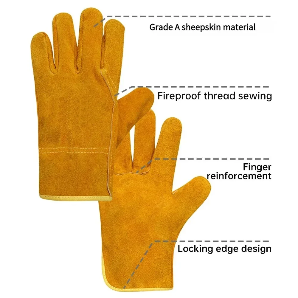 Arbeitshandschuhe, Schaffell-Leder, Arbeiter, Arbeit, Schweißen, Sicherheitsschutz, Garten, Sport, Motorradfahrer, verschleißfeste Handschuhe – Detail 3