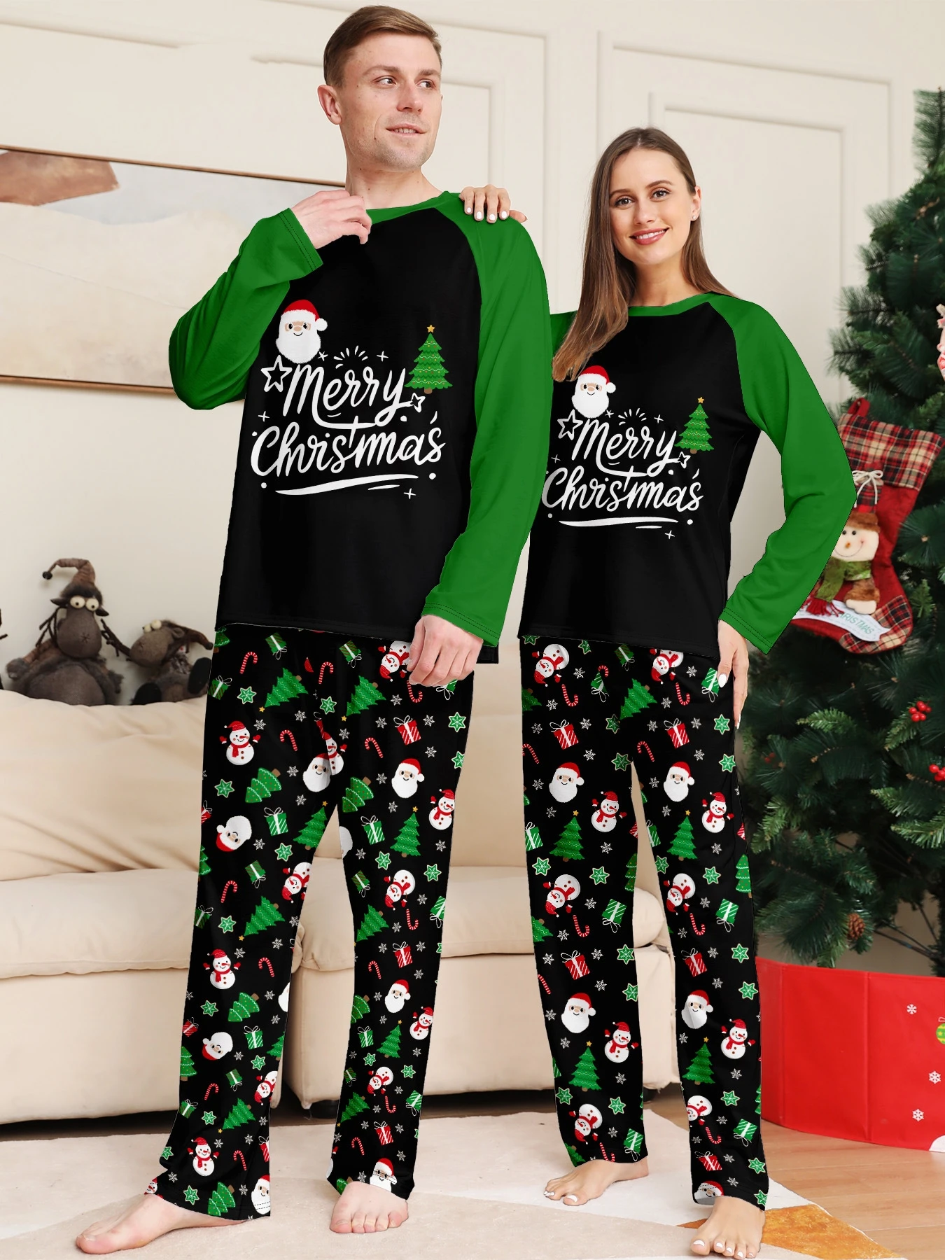 Holiday Family Pajama Snowflake Christmas Same Pajama Set 2-piece Long Sleeve Casual Clothing Baby jumpsuit Pajama