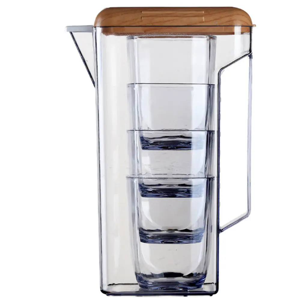 

1600Ml Plastic Cold Water Pitcher Transparent Large Capacity Juice Jug Handle For Home Party Picnic Bbq Beach Drink