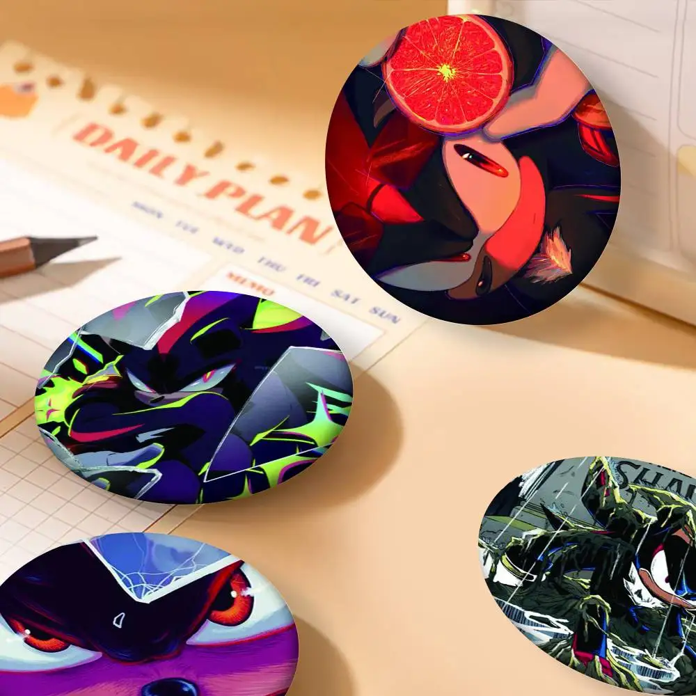 Game Shadow the Hedgehog Cartoon Pins Badges Round Laser Badge Brooch Clothes Backpack Accessories