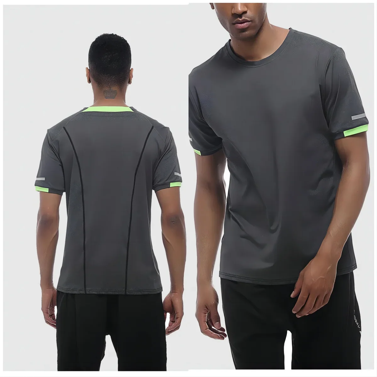 Camiseta de manga corta para correr al aire libre, ropa transpirable de secado rápido, entrenamiento al aire libre, cuello redondo, ropa deportiva para hombre