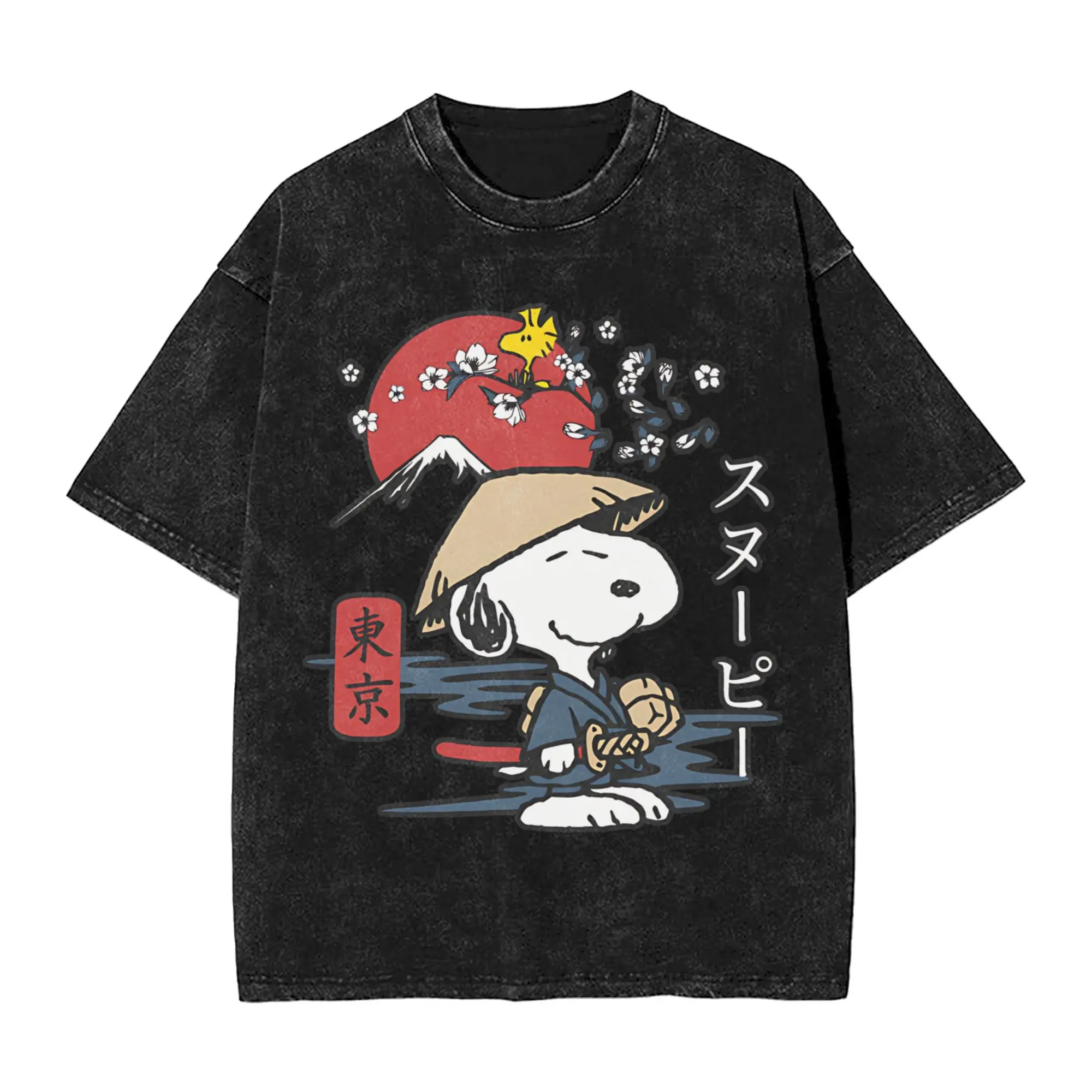 

Промытая футболка Snoopy, винтажная винтажная футболка в стиле хип-хоп, уличная одежда, хлопковые топы с принтом, футболка для мужчин и женщин