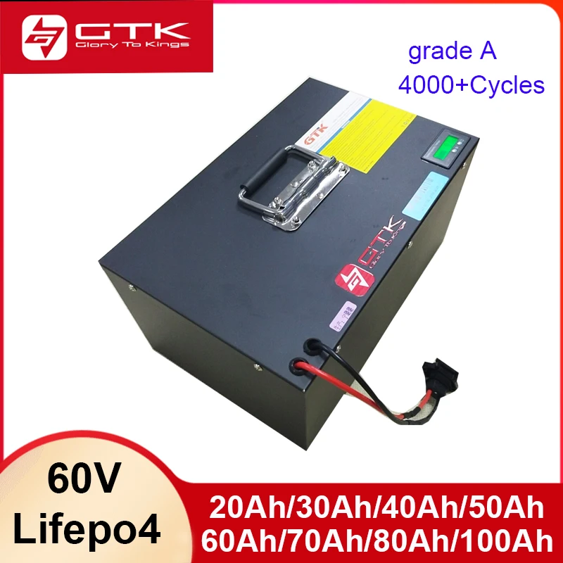 GTK 60V 60ah 50ah 80ah 100ah 20ah 30ah 40ah 70ah Lithium Lifepo4 battery for Two-wheeler Three-wheeler