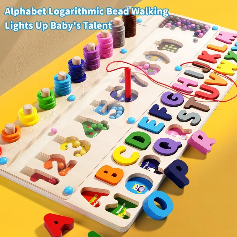 

Montessori Wooden Toys Preschool Children Delight Puzzles Games Toys Early Educational Colors Numbers Shape Matching Toys Gifts