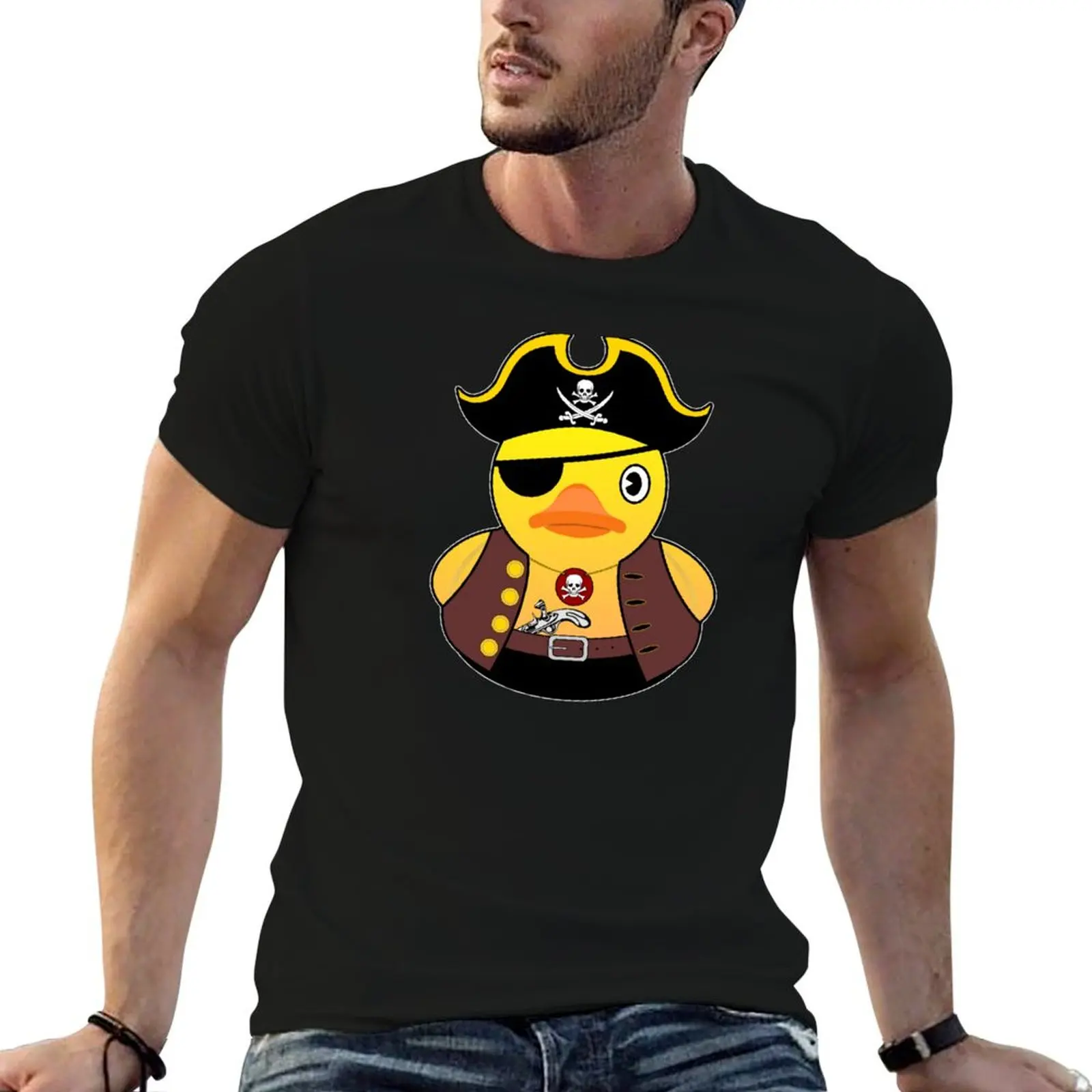 

Pirate duck Rubber T-Shirt oversized t shirt summer tops rapper graphic tees men clothes