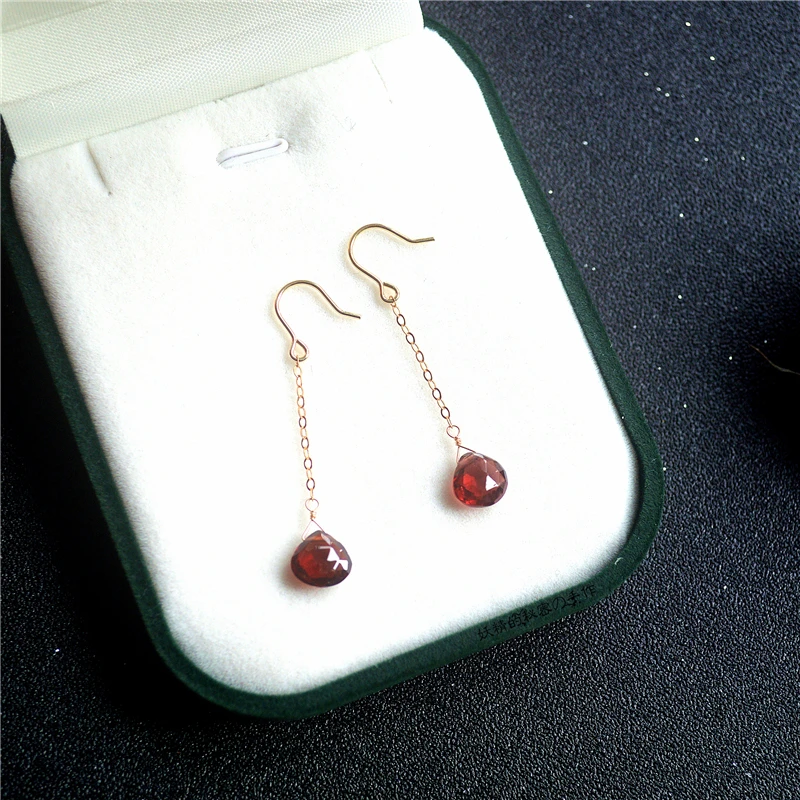 Lii Ji Garnet Drop Earrings 14K Gold Filled Women Earrings 2