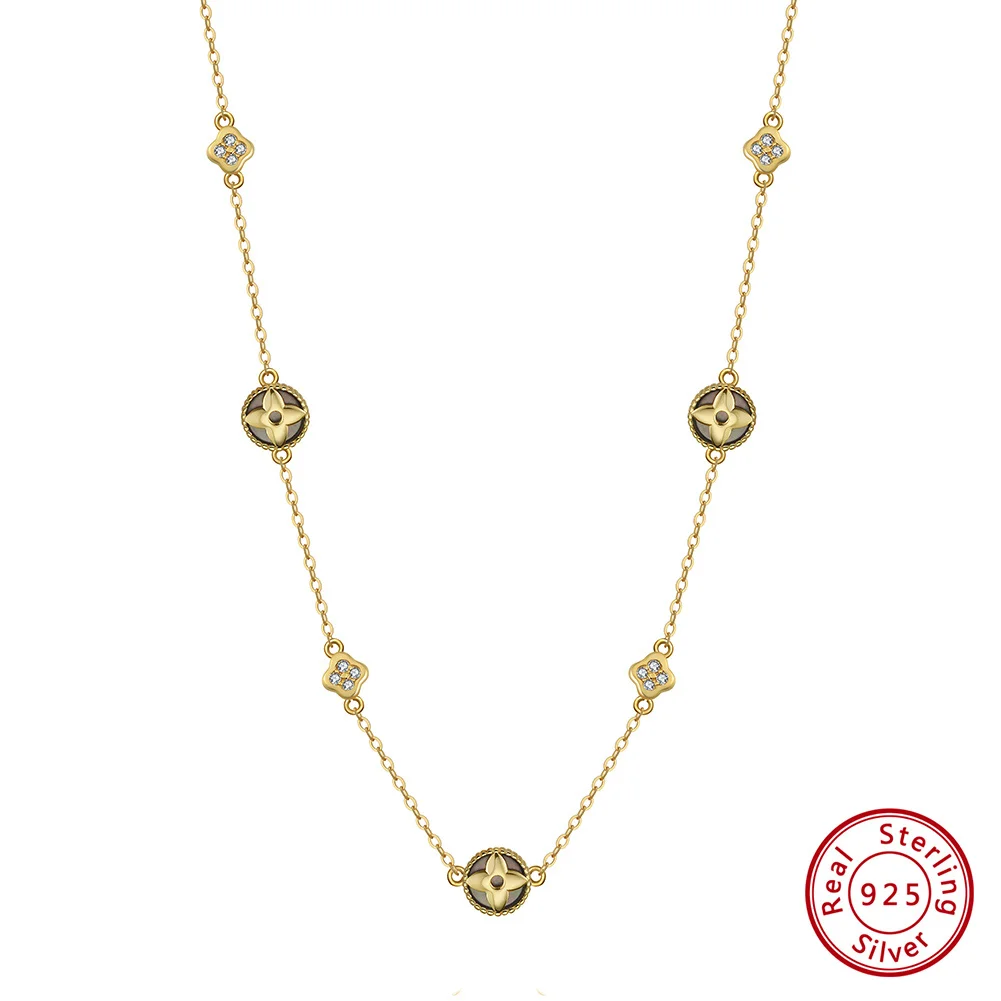 Kiss Mandy-collar de trébol con dije de Plata de Ley 925, joyería para fiesta y boda, regalos para mujer, circonita cúbica 5A 2025, moda GMN64