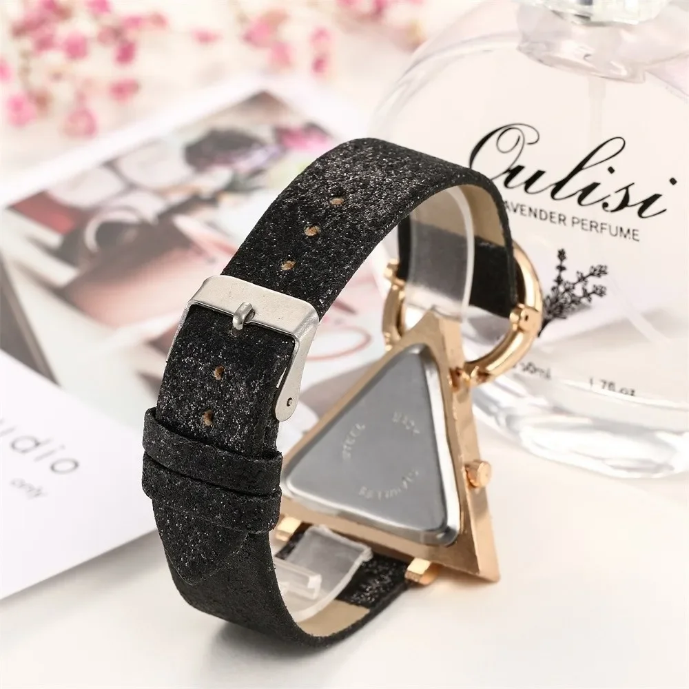 2024 Women Watches Creative Luxury Triangle Rhinestone Dial Frosted Strap Ladies WristWatch Fashion Quartz Watch Relojes Mujer