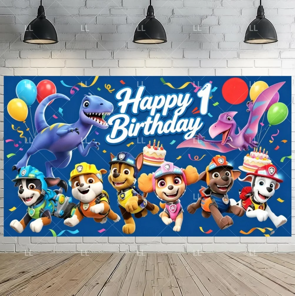 Cartoon Paw Patrol 1 4 5. Geburtstag Party Dekoration Hintergrund Niedliche Hunde Welpen Fotografie Hintergrund Porträt Poster Foto Requisite – Detail 2