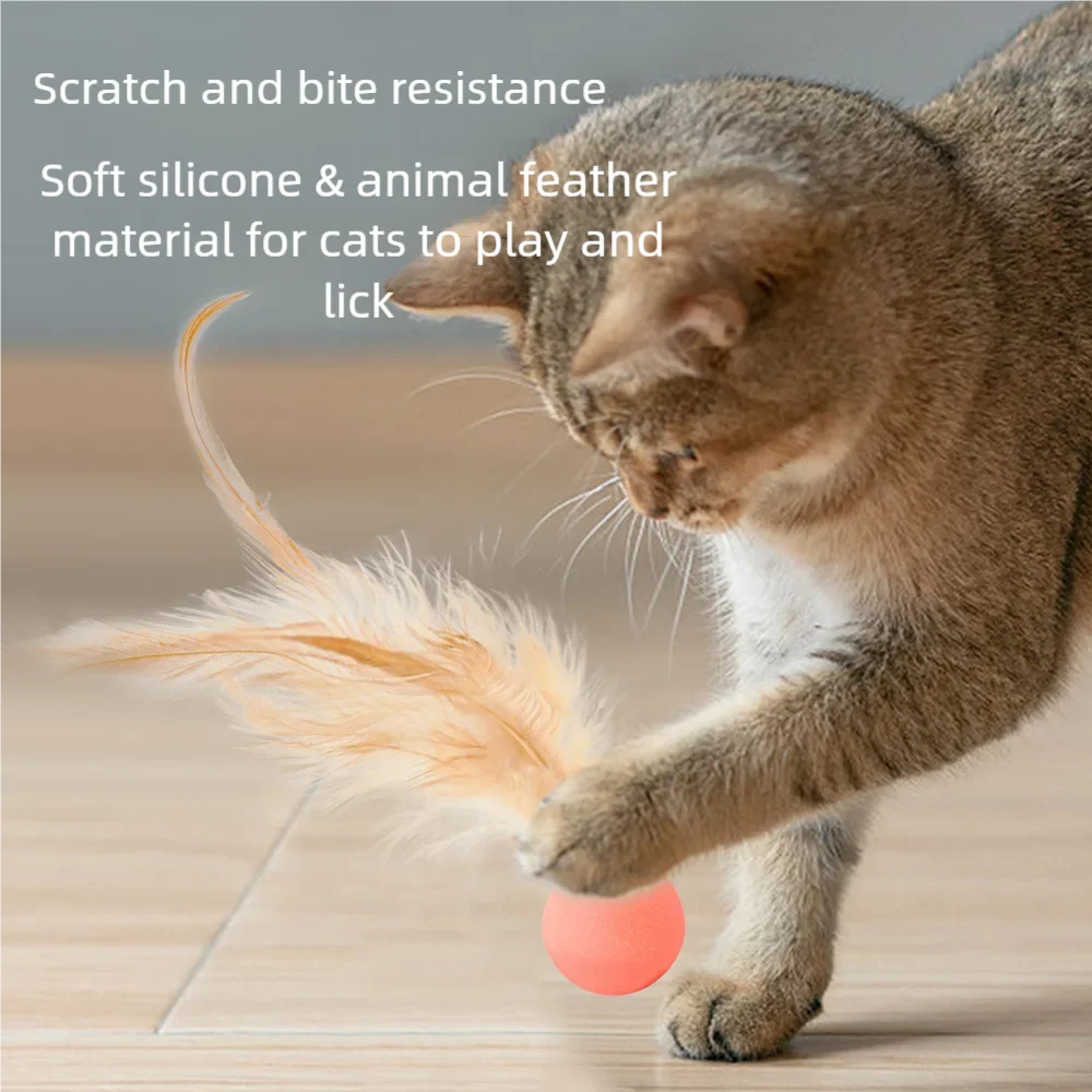 Interaktives Katzenspielzeug, interaktiver Hüpfball mit Federn, Katzenspielzeug für Hauskatzen und Kätzchen, elastischer Haustierball