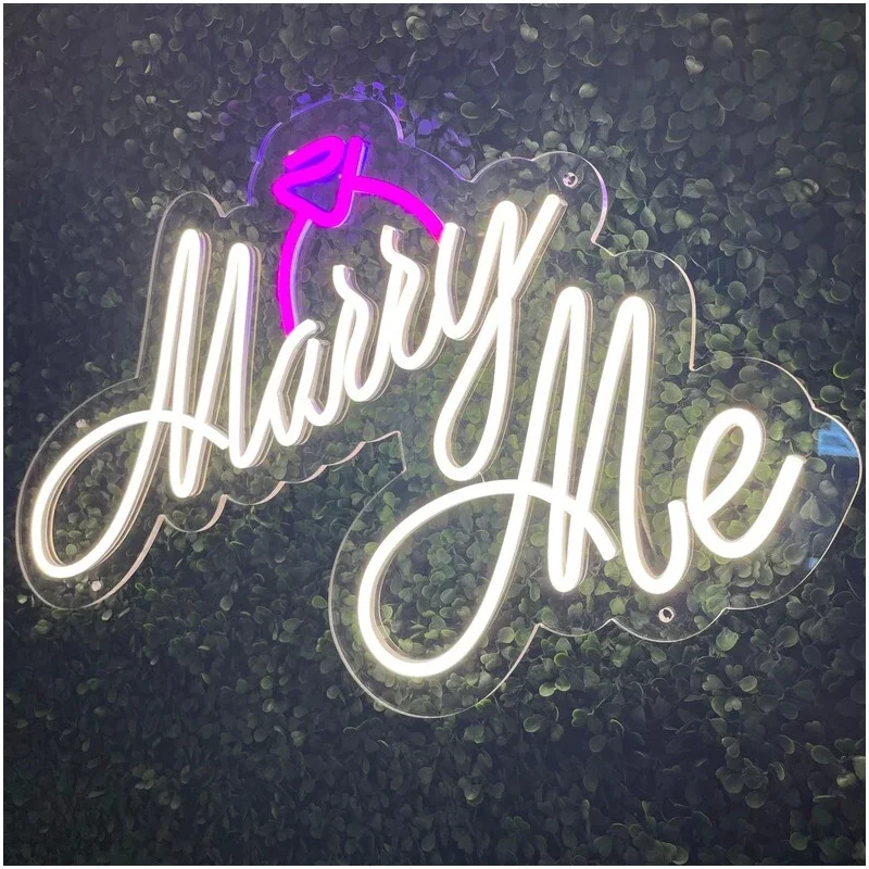 

Will You Marry Me Neon Signs Led Wedding Light Decoration Party Valentine's Day Wall Hang Decor Transparent Acrylic Sheet