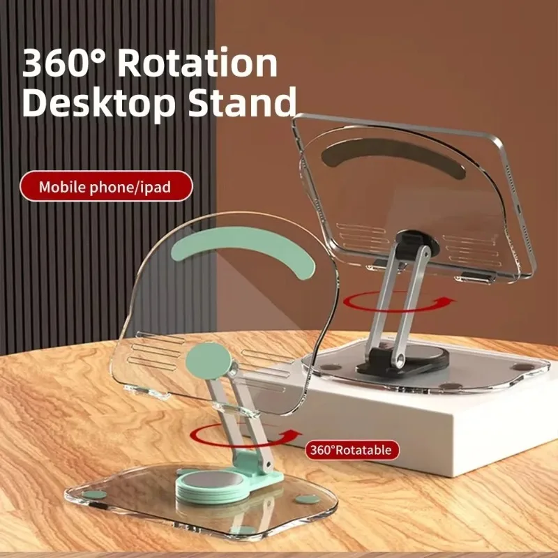 

360° Rotation Tablet Desktop Stand Suitable for iPad Pro 9.7 Air 4 5 Mini 6 11 Mi Pad Transparent Acrylic Desktop Phone Stand
