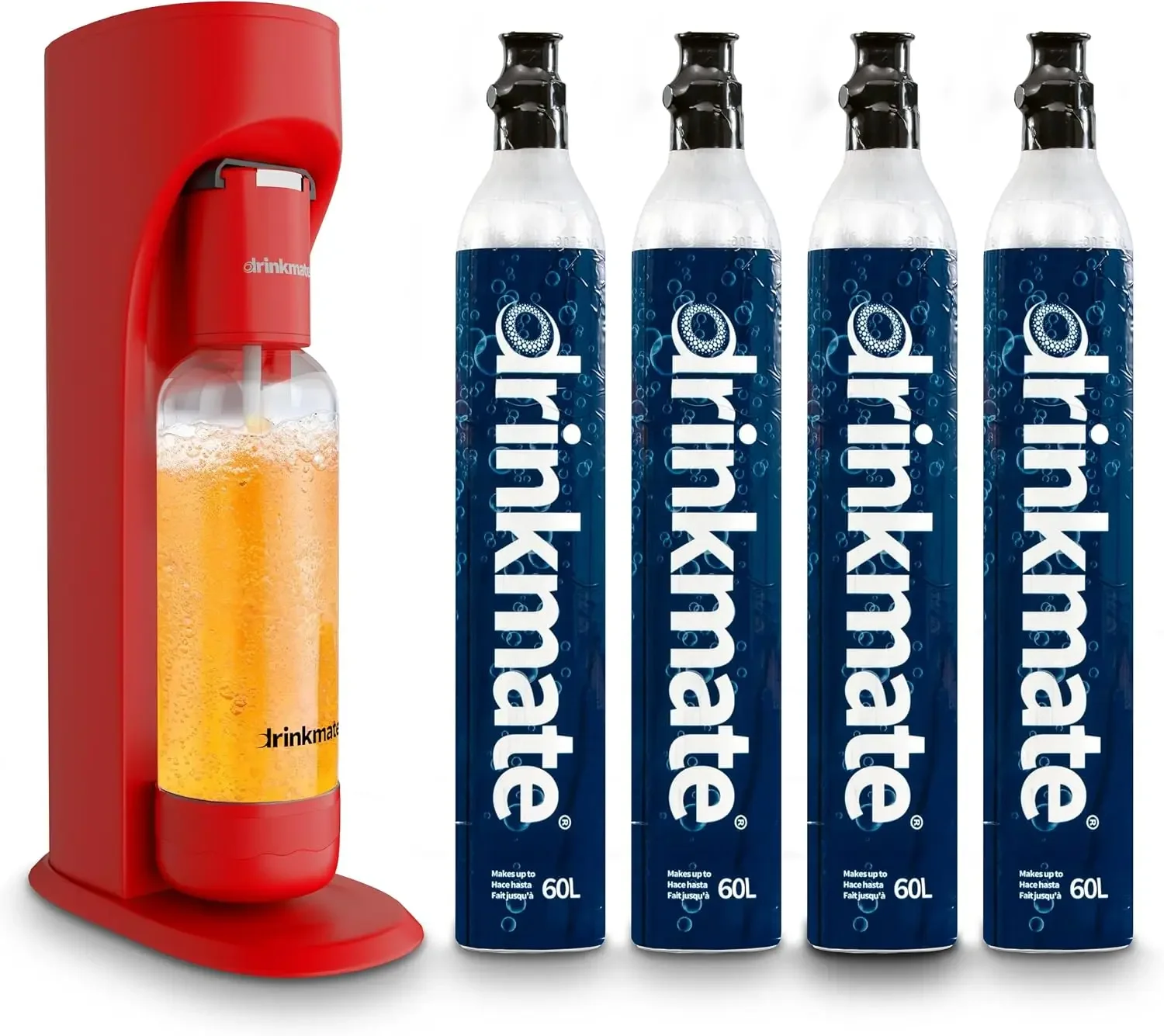 OmniFizz Sparkling Water Maker & Soda Streaming Machine | Carbonates Any Drink | PREMIUM KIT | Includes Four 60L CO2
