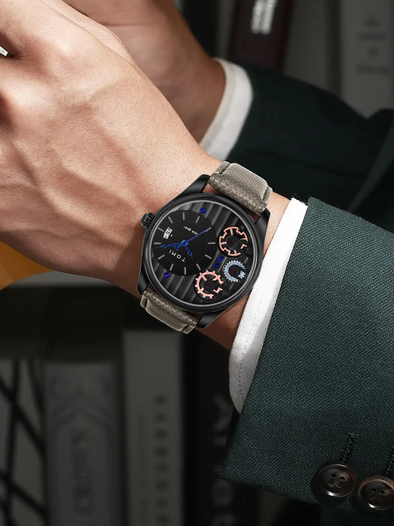 Tomi Herren Geschenk box Kombination Set Uhr Luxus und einfache Business abnehmbare Armband Quarzuhr Herren uhr Festival Geschenk – Detail 18