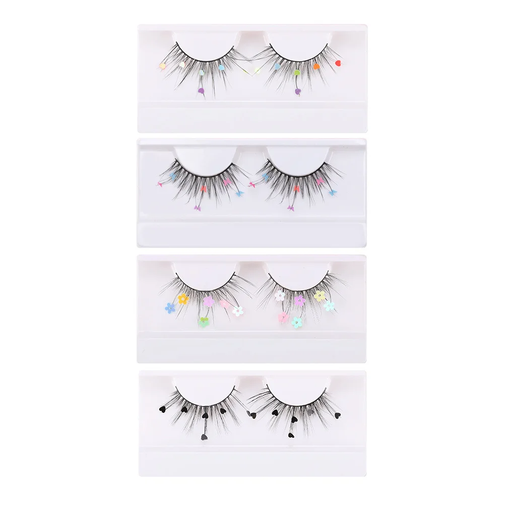 4Pairs Glitter Eyelash Extensions Set Fashionable Colored False Lashes Easy Apply Remove Comfortable All Day Wear Stand Out
