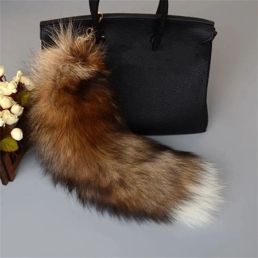 Pompoms Animal Tail Keychain Bag Tassel Bags Charm Tail Keychain Black Brown Strap Chain Fur Pendant Keyring Women Girl - view 5