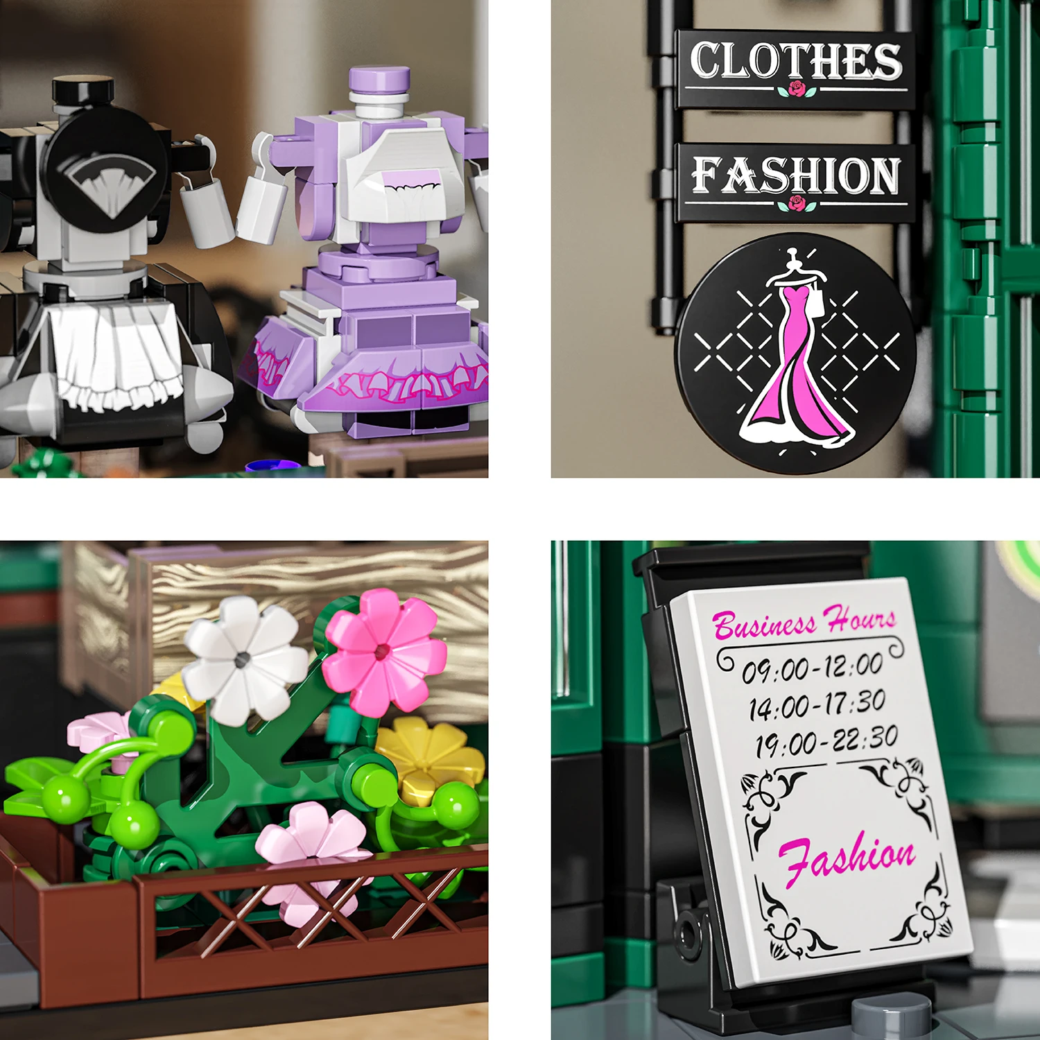 MOC Retro European Fashion Clothing Store Architettura Building Blocks Set Fashion Shop House Giocattolo fai da te per bambini Regalo di compleanno