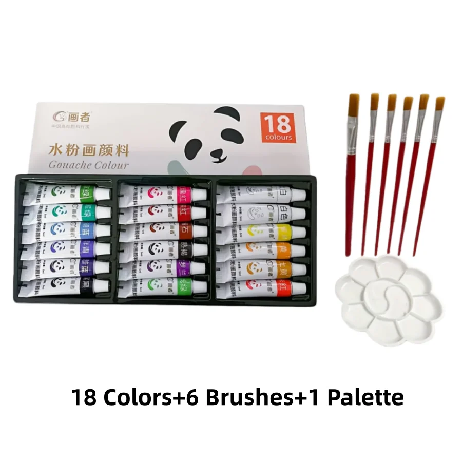 12/18/24 Farben Gouache-Farben, 5 ml / 0,18 Unzen, inklusive 6 Pinsel und 1 Palette, geeignet für Studentenmalerei – Detail 11