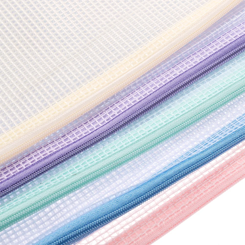 5 Pcs Mesh Design File Pouch Testing Paper Holder Document Storage Bag Zipper Bags